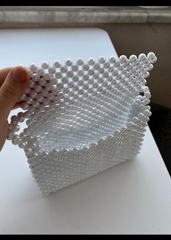 Beyaz İnci Kadın El Çantası - Görsel 2