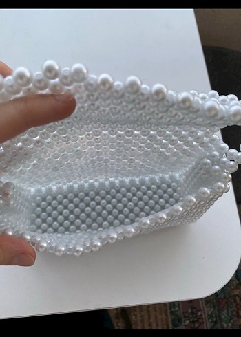 Beyaz İnci Kadın El Çantası - Görsel 3