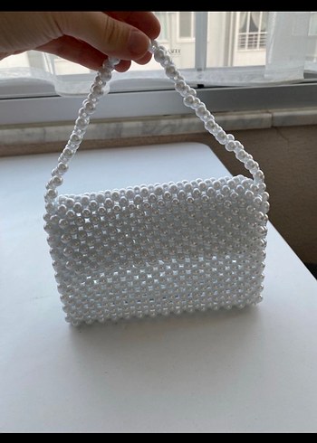 Beyaz İnci Kadın El Çantası - Görsel 4