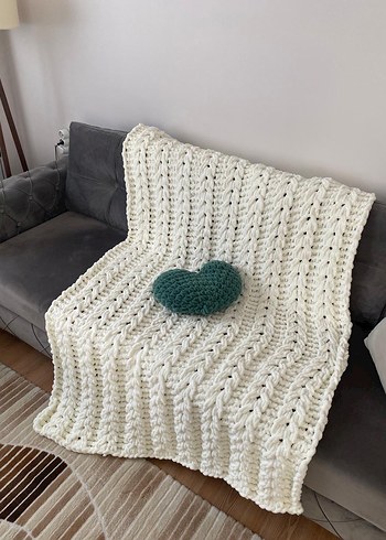 Başak Örgü Desenli Puffy Tv Battaniyesi - Görsel 2