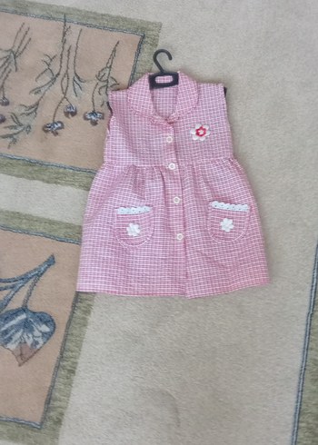 Düğmeli Pembe Kız Çocuk Kolsuz Elbise - Görsel 9