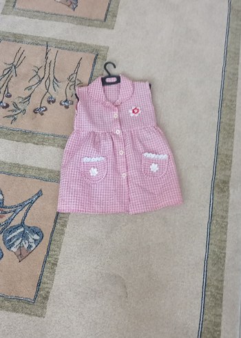 Düğmeli Pembe Kız Çocuk Kolsuz Elbise - Görsel 5