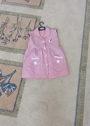Düğmeli Pembe Kız Çocuk Kolsuz Elbise - Görsel 4