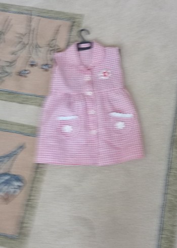 Düğmeli Pembe Kız Çocuk Kolsuz Elbise - Görsel 10