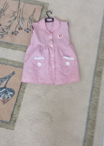 Düğmeli Pembe Kız Çocuk Kolsuz Elbise - Görsel 6