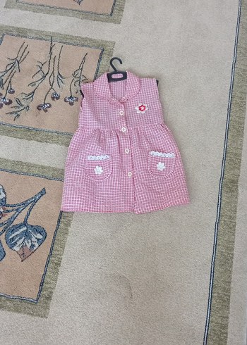 Düğmeli Pembe Kız Çocuk Kolsuz Elbise - Görsel 2