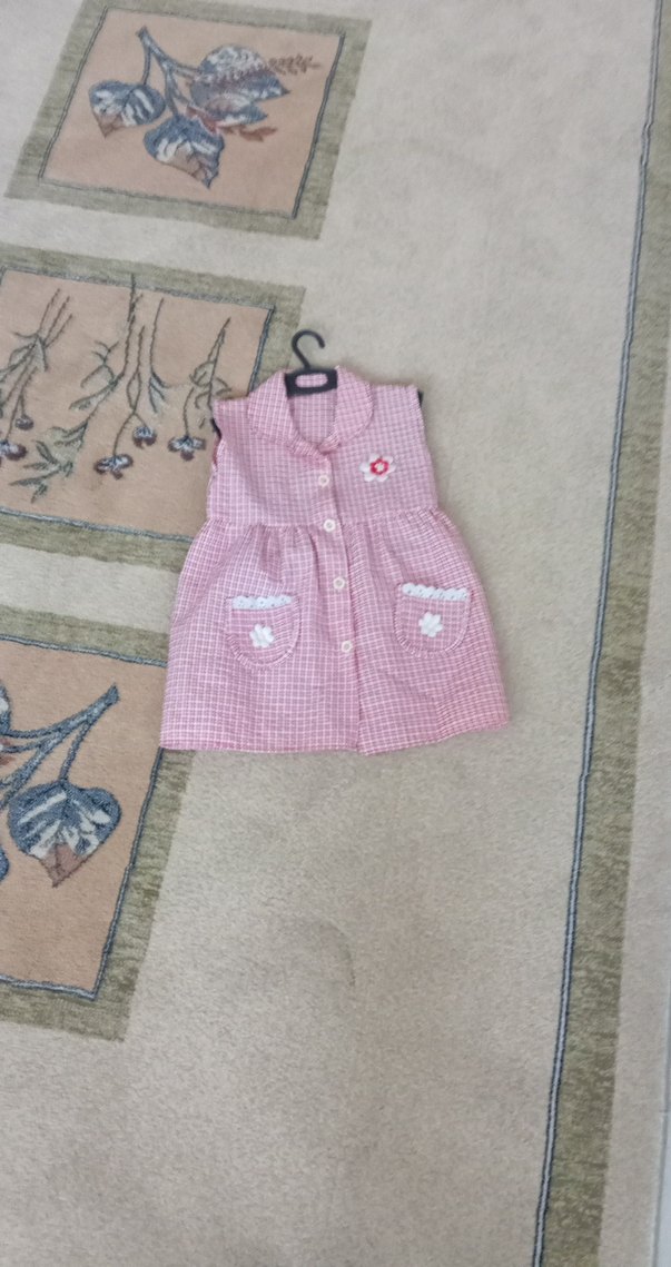 Düğmeli Pembe Kız Çocuk Kolsuz Elbise - Görsel 3