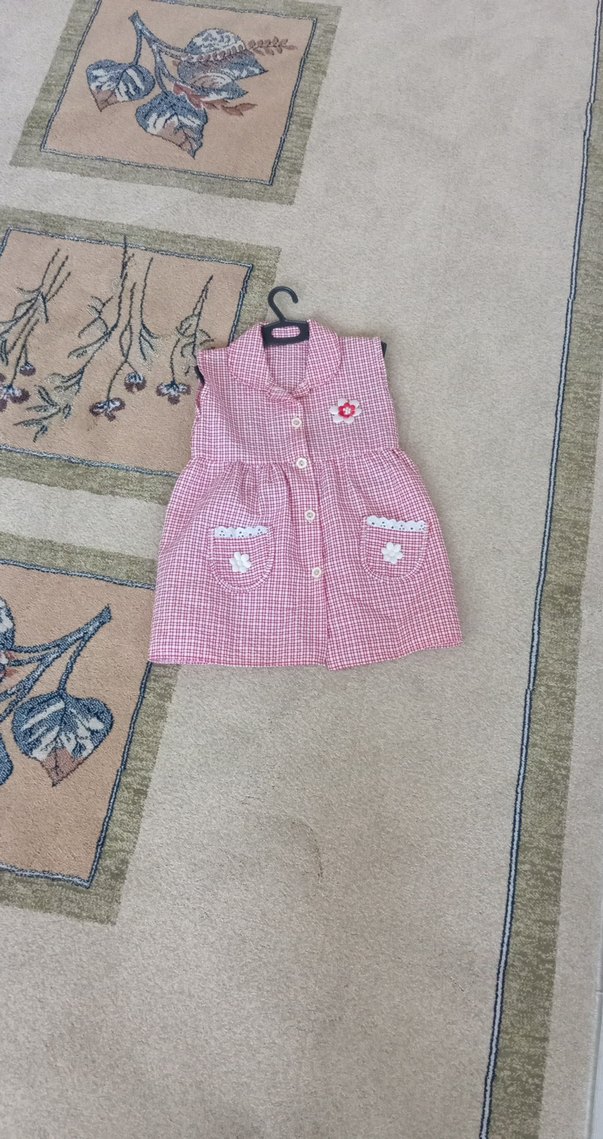 Düğmeli Pembe Kız Çocuk Kolsuz Elbise - Görsel 2