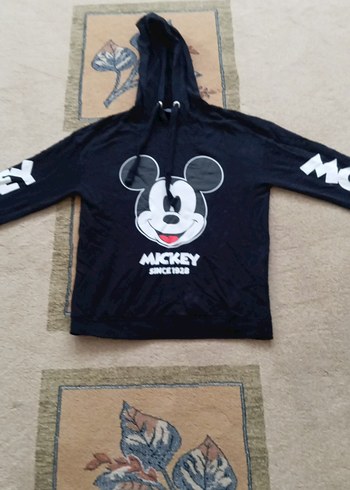 Siyah Mickey Baskılı Kapüşonlu Sweatshirt - Görsel 3