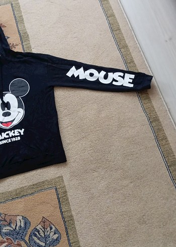Siyah Mickey Baskılı Kapüşonlu Sweatshirt - Görsel 5