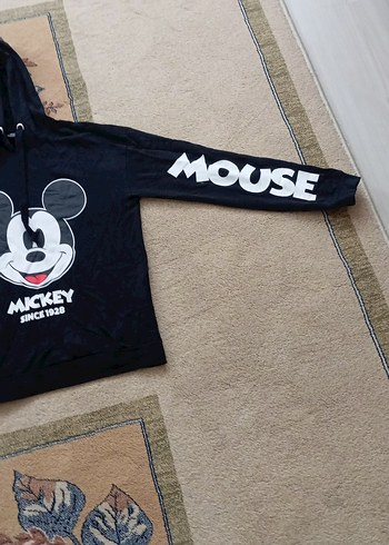 Siyah Mickey Baskılı Kapüşonlu Sweatshirt - Görsel 6