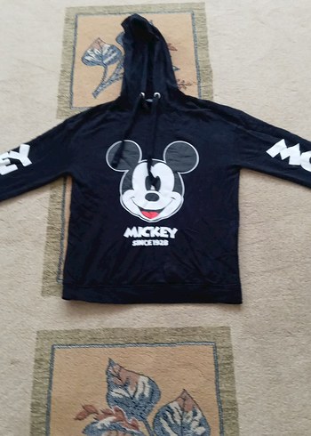 Siyah Mickey Baskılı Kapüşonlu Sweatshirt - Görsel 2