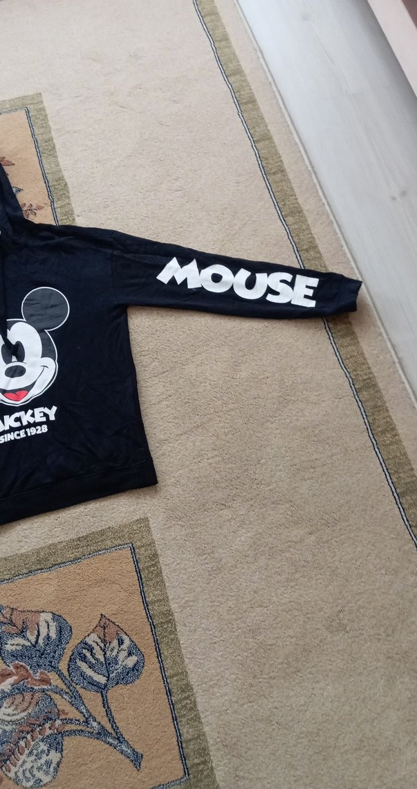 Siyah Mickey Baskılı Kapüşonlu Sweatshirt - Görsel 5