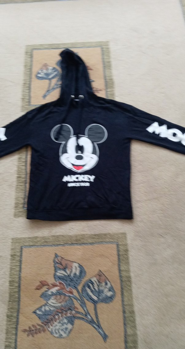 Siyah Mickey Baskılı Kapüşonlu Sweatshirt - Görsel 4