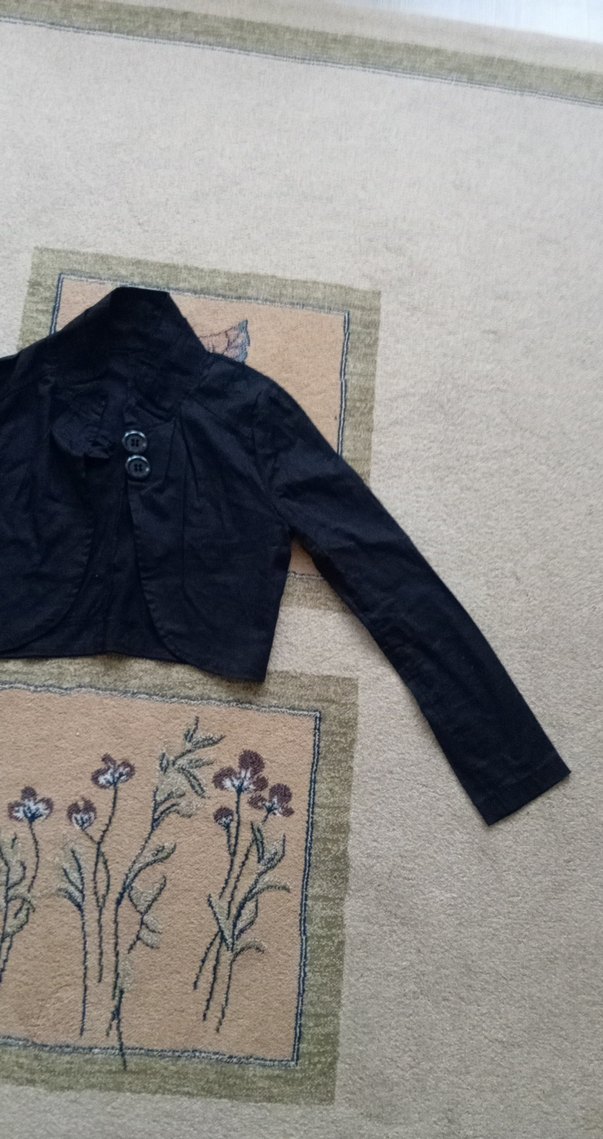 Kız Çocuk Siyah Keten Bolero - Görsel 5