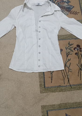 Düğmeli Beyaz Pamuklu Kadın Gömlek - Görsel 2