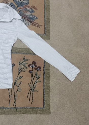 Düğmeli Beyaz Pamuklu Kadın Gömlek - Görsel 8