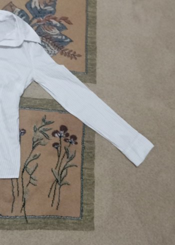 Düğmeli Beyaz Pamuklu Kadın Gömlek - Görsel 7