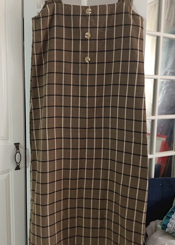 Düğmeli Uzun Kareli Hamile Eteği - Görsel 2