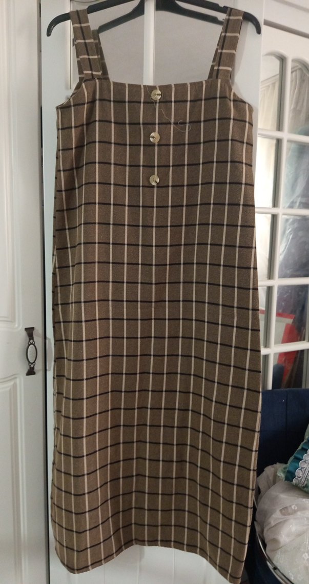 Düğmeli Uzun Kareli Hamile Eteği - Görsel 2