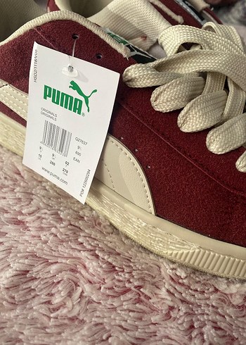 Puma Bordo Süet Kadın Spor Ayakkabı Velcro Detaylı