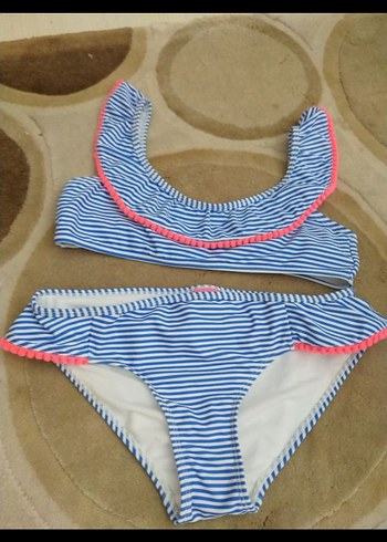 13-14 Yaş Beden mavi Renk Lcw Mavi Çizgili Bikini