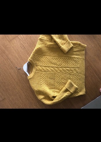 Kadın Sarı Örgü Salaş Kazak - Görsel 4