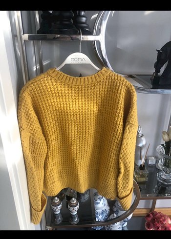 Kadın Sarı Örgü Salaş Kazak - Görsel 3