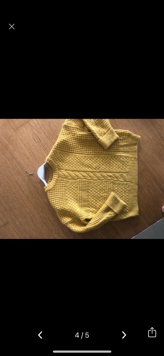 Kadın Sarı Örgü Salaş Kazak - Görsel 4