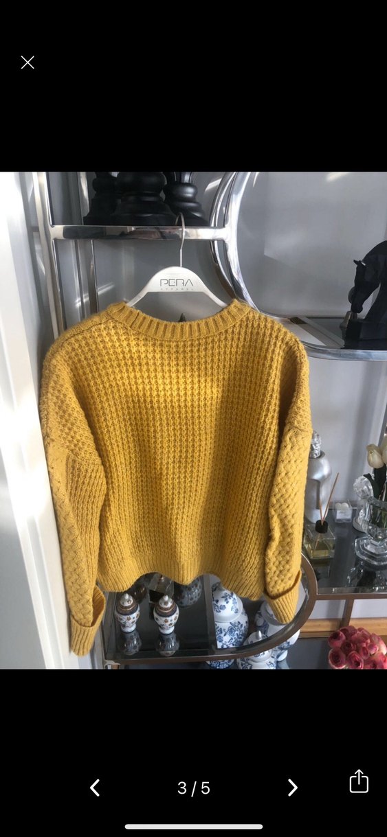 Kadın Sarı Örgü Salaş Kazak - Görsel 3