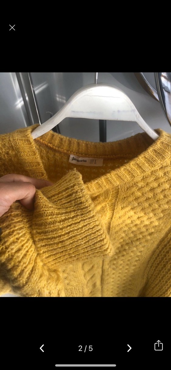 Kadın Sarı Örgü Salaş Kazak - Görsel 2