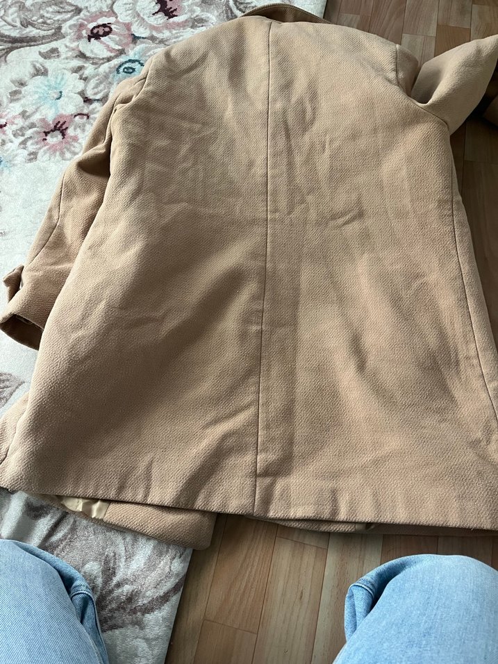 Bej Midi Süet Kadın Kaban - Görsel 4