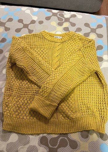 Sarı Bohem Örgü Boğazlı Kazak - Görsel 4