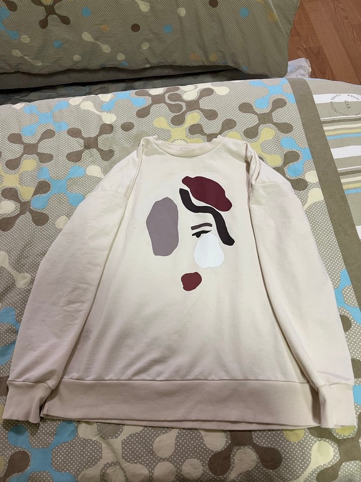 Beyaz Baskılı Kadın Sweatshirt - Görsel 3