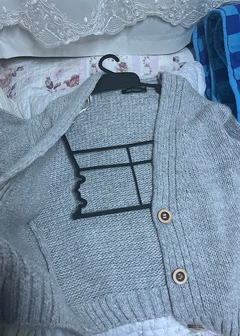 Gri Örgü Kadın Hırka, Uzun Kollu, Midi Boy - Görsel 2