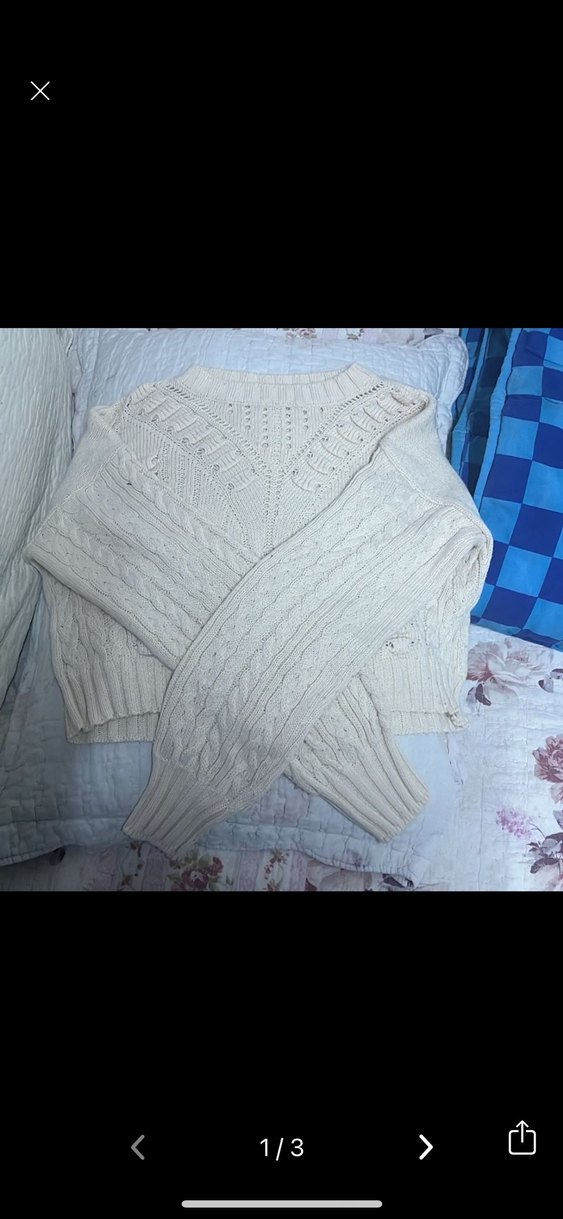 Kadın Beyaz Örgü Kazak Uzun Kollu - Görsel 2