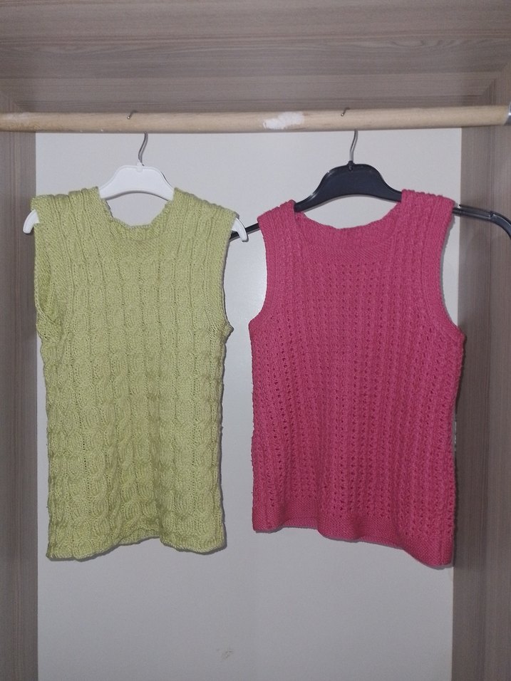 Pembe Mini Örgü Kolsuz Kadın Yelek - Görsel 2