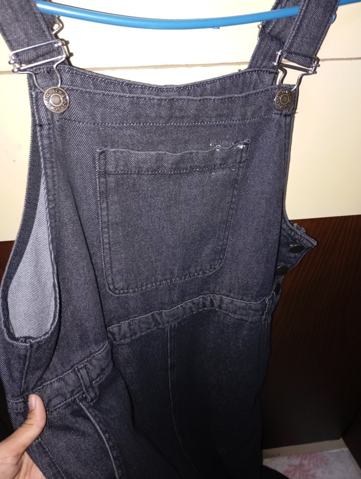 uzun Lacivert kot tulum - Görsel 2