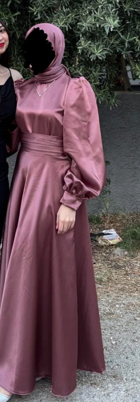 Gül kurusu tesettür abiye - Görsel 2