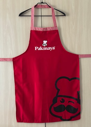  Beden kırmızı Renk Pakmaya Logolu Kırmızı Mutfak Önlüğü