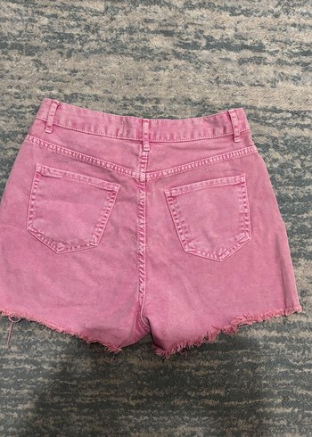 Koton Afra Saraçoğlu Koton Düğmeli Pembe Mini Denim Şort