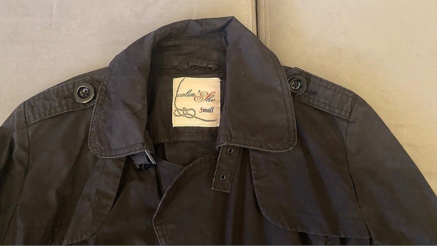 s Beden Bayan Siyah Trenchcoat S Beden