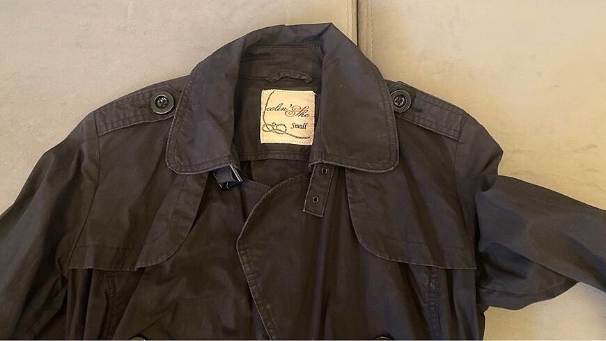 s Beden siyah Renk Bayan Siyah Trenchcoat S Beden