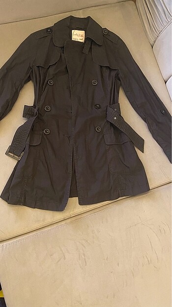 Bayan Siyah Trenchcoat S Beden