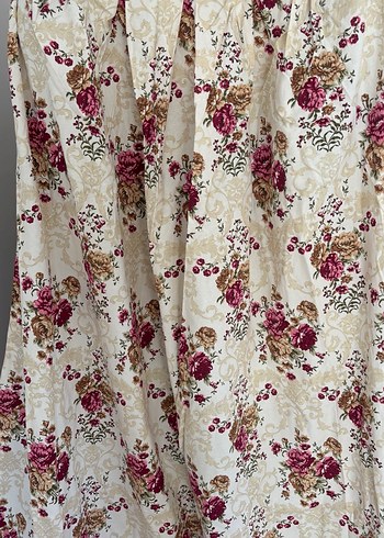 Özel Dikim Çiçek Desenli Klasik Fon Perde ve Farbesi - Görsel 2