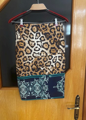 Leopar Desenli Kahverengi Midi Kalem Etek - Görsel 2