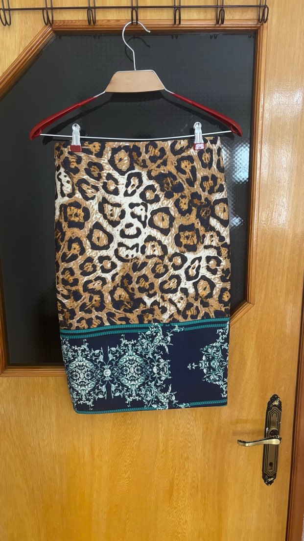 Leopar Desenli Kahverengi Midi Kalem Etek - Görsel 2