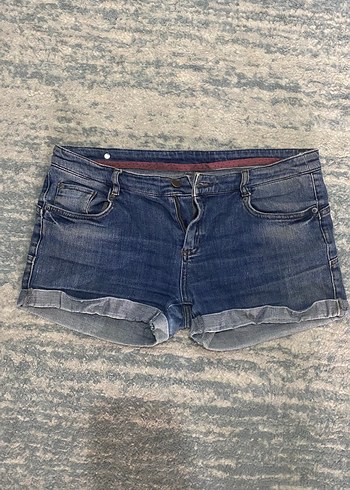 Düşük Bel Mavi Mini Denim Şort