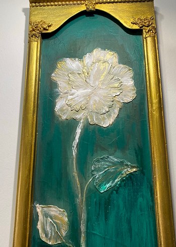 Altın Varaklı Çiçekli Dekoratif Tablo - Görsel 2