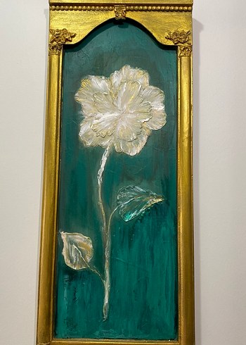 Altın Varaklı Çiçekli Dekoratif Tablo - Görsel 4